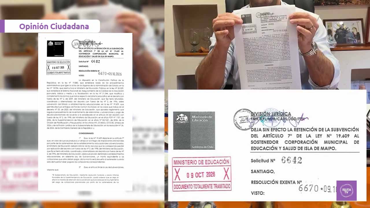Riesgo para la continuidad educativa: el argumento del Mineduc para liberar $848 millones retenidos a la Corporación Municipal de Isla de Maipo en medio de deudas previsionales